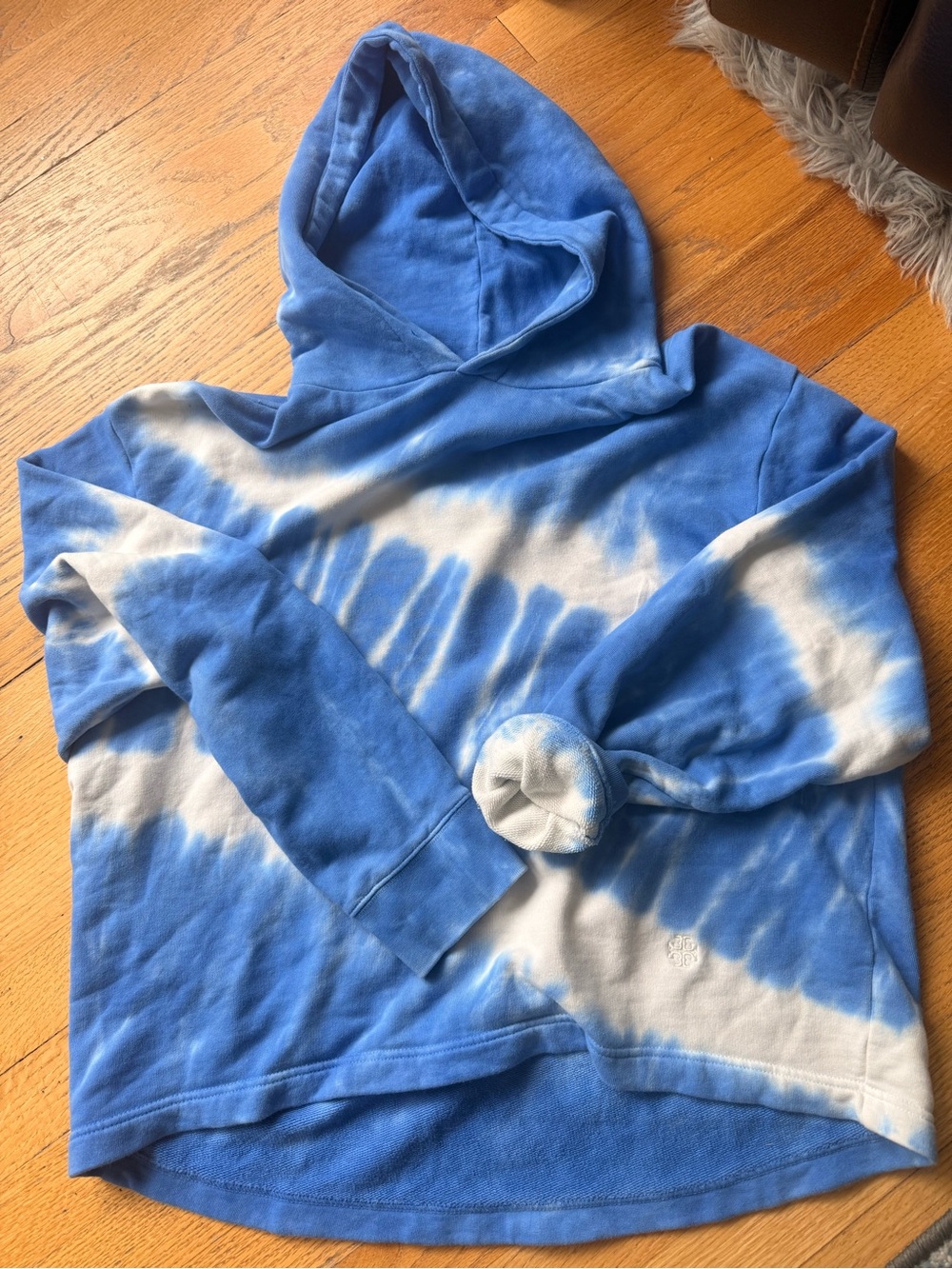 Tory Burch Sport Blue & White Tie-Dye Hoodie
